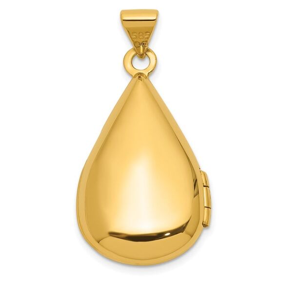 Kazi Luxury 14k Yellow Gold Polished 21x13mm Teardrop Shaped Locket